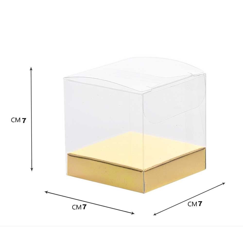 مجموعة علب (12) علبة بلاستكية بقاعدة ذهبية وفضية 7*7*7سم
