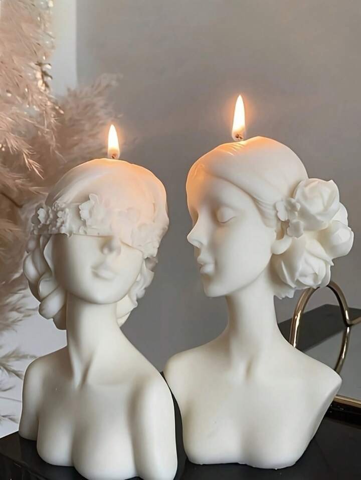 1 قطعة قالب سيليكون شمعة ثلاثية الأبعاد: فتاة بعيون مغلقة ومعصوبة العينين، مجوهرات ذاتية الصنع/صب الجص/شمعدان البخور/حامل الشموع، قوالب راتنجات الإيبوكسي، ديكور المنزل