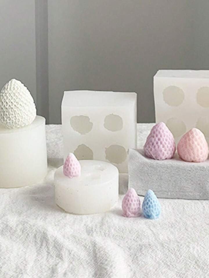 قالب سيليكون للفراولة لصنع الشوكولاتة، الفوندانت، الخبز، تقليد الكعك، والشموع المعطرة برائحة الفاكهة، قطعة واحدة