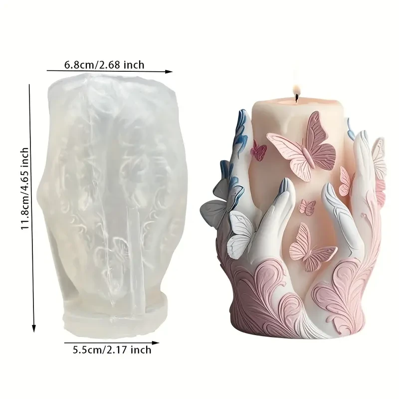 قالب سيلكون على شكل يد تمسك بالشمعة