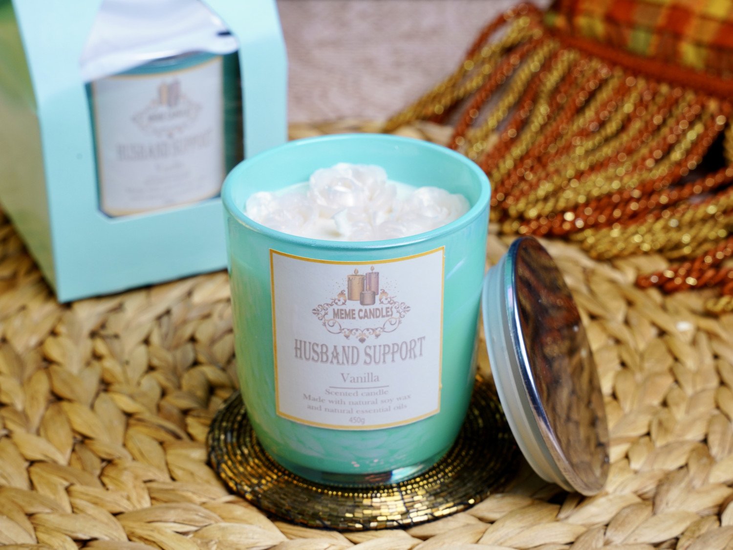 جرة شمع دعم الأزواج بعطر الفانيلا